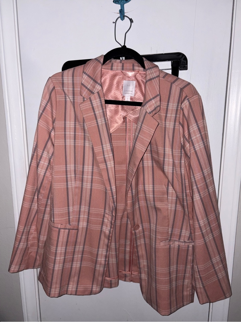 Lauren Conrad Plaid Pink Blazer Jacket